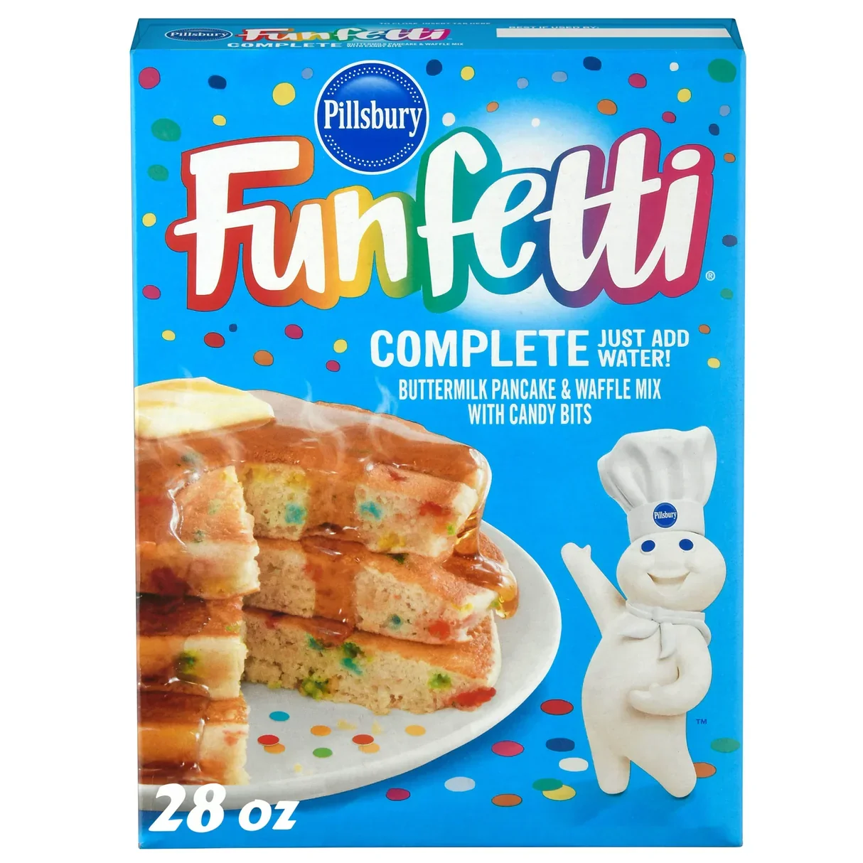Funfetti COMPLETE buttermilk pancakes& waffle mix with candy bits